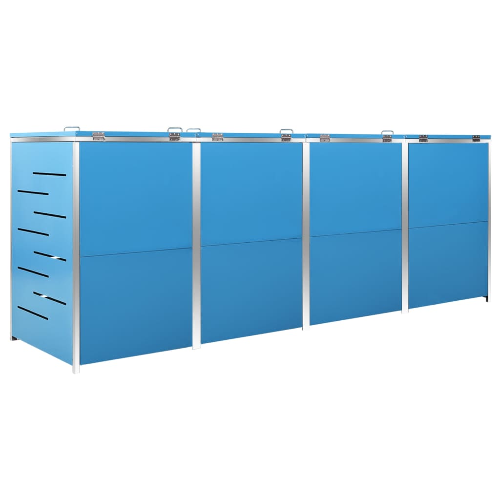 Quadruple Wheelie Bin Shed 276.5x77.5x112.5 cm Stainless Steel
