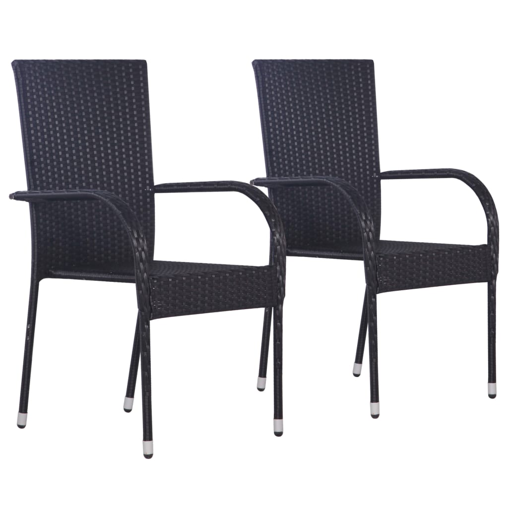 Dining Set | Black | Solid Acacia wood, Powder-Coated Steel, PE rattan