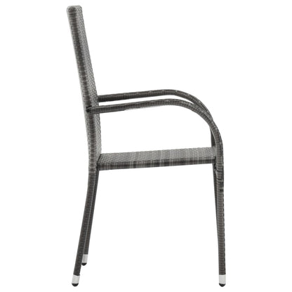 Dining Set | Grey | Solid acacia wood, PE rattan, Powder-coated steel