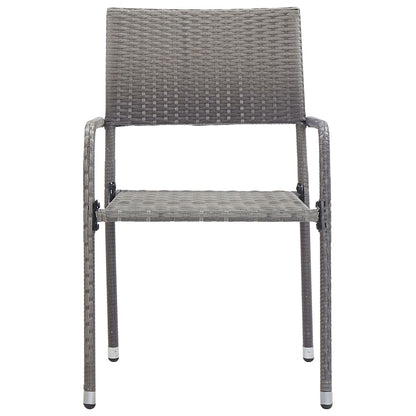 Dining Set | Grey | Solid acacia wood, PE rattan, Powder-coated steel