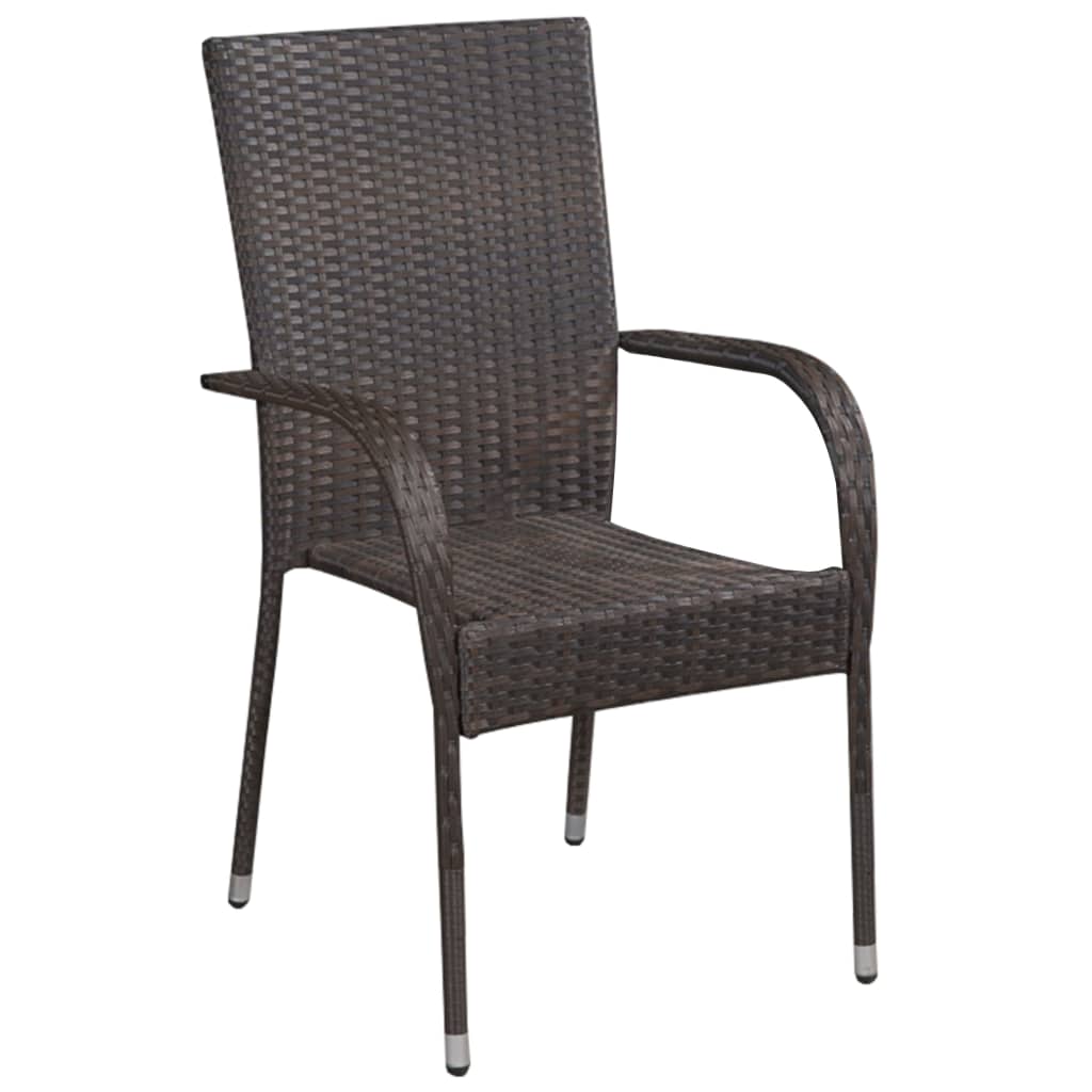 Dining Set | Brown | Solid acacia wood, PE rattan, powder-coated steel