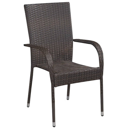 Dining Set | Brown | Solid acacia wood, PE rattan, powder-coated steel