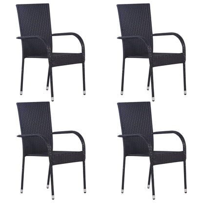 Dining Set | Black | Solid Acacia wood | Medium | Stackable