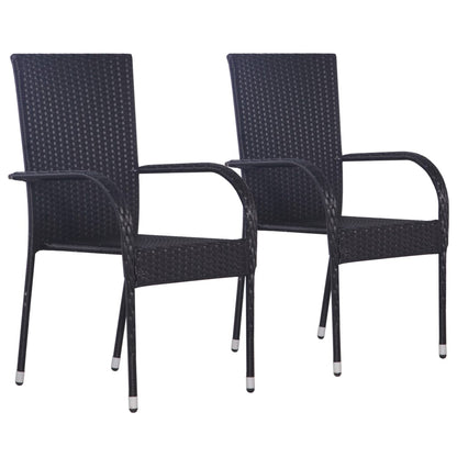Dining Set | Black | Solid Acacia wood | Compact | Stackable | Dining Set
