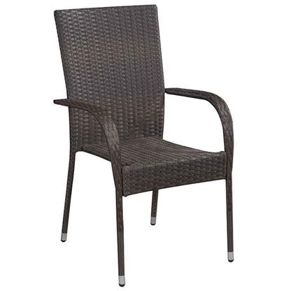 Dining Set | Brown | Solid acacia wood, PE rattan, powder-coated steel