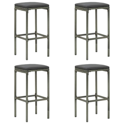 5 Piece Patio Bar Set with Cushions Gray