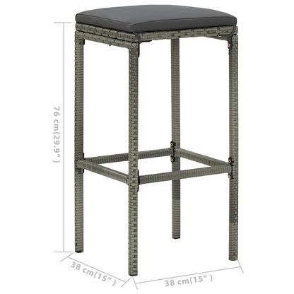 5 Piece Patio Bar Set with Cushions Gray