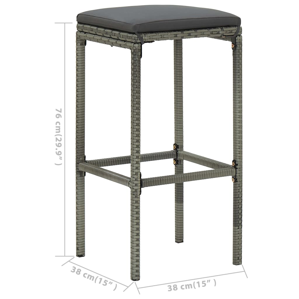 7 Piece Patio Bar Set with Cushions Gray