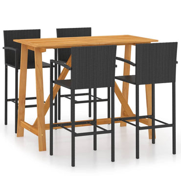 5 Piece Garden Bar Set Black