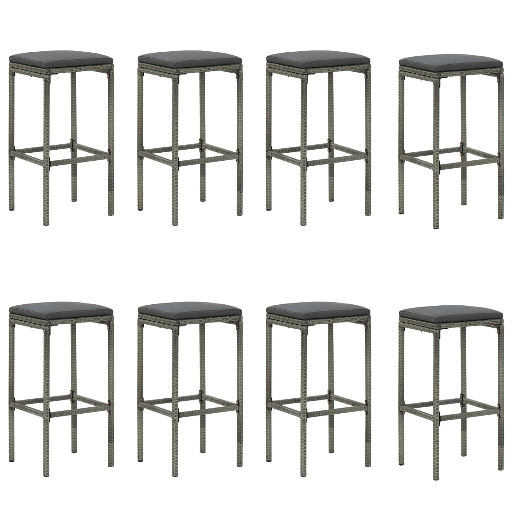 9 Piece Patio Bar Set with Cushions Gray