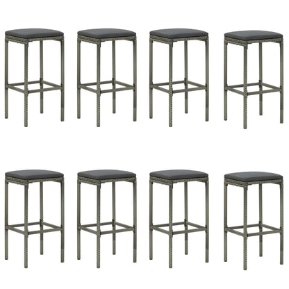 9 Piece Patio Bar Set with Cushions Gray
