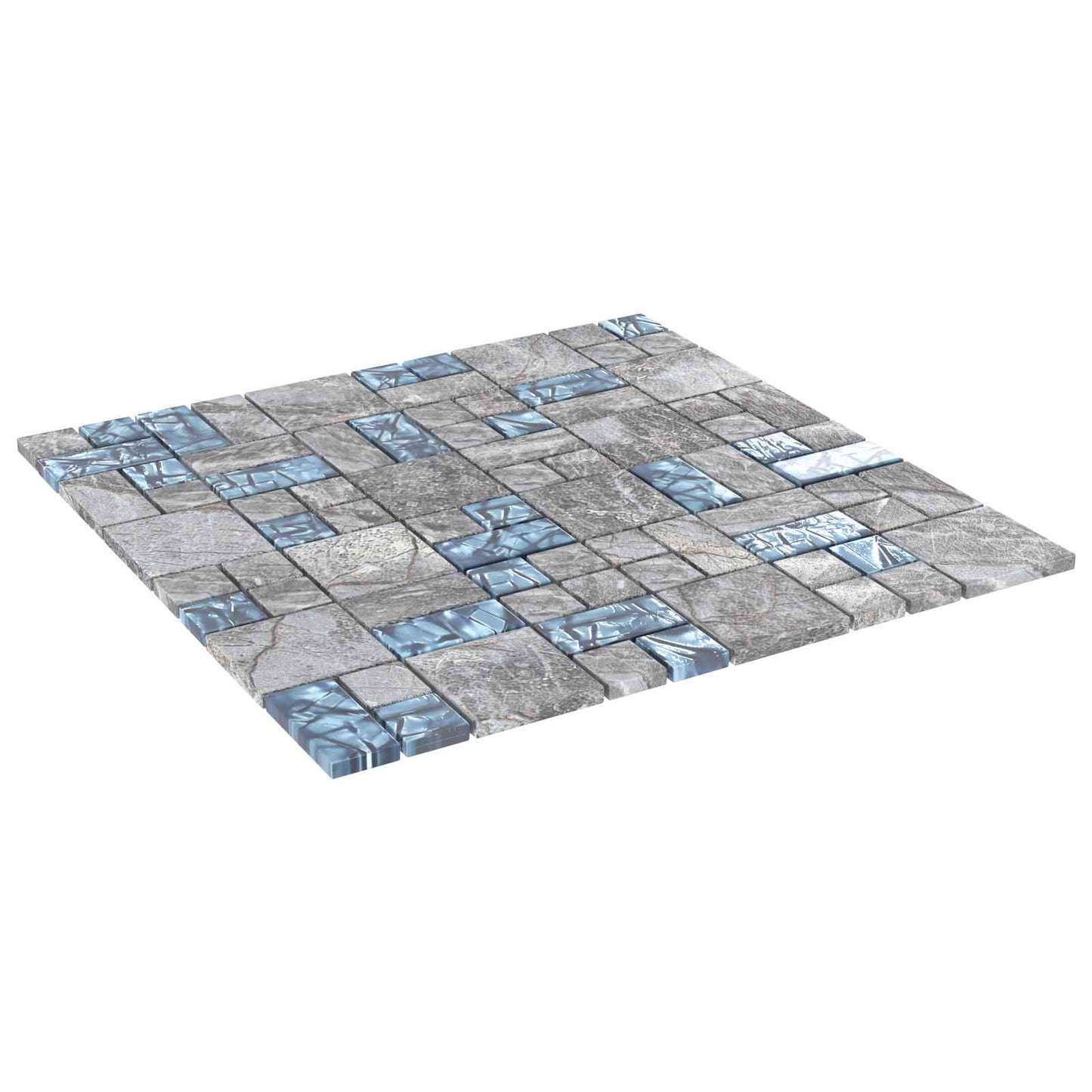 Mosaic Tile 11 pcs Grey and Blue 50 x 50 cm Glass