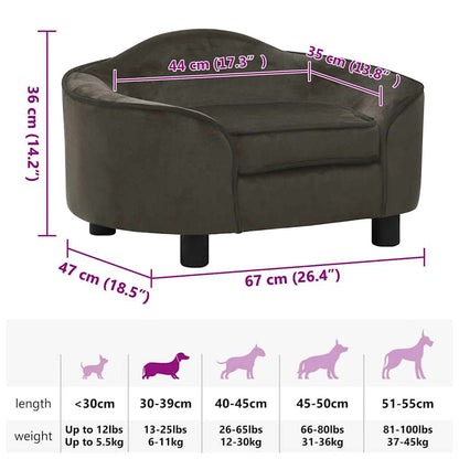 Dog Sofa | Dark Grey | Plush, Solid Pinewood, Foam | Small | Dog Sofa