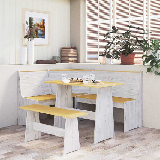 Corner Bench | Honey brown and white | Solid pinewood | Medium