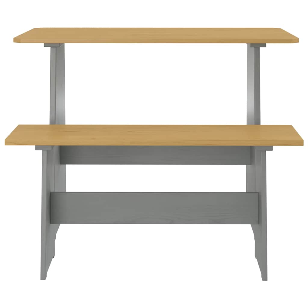Dining Table with Bench REINE Honey Brown&Grey Solid Wood Pine