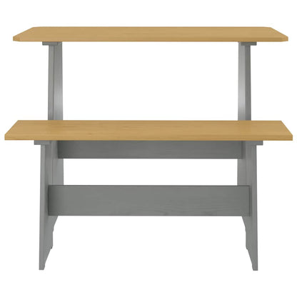 Dining Table with Bench REINE Honey Brown&Grey Solid Wood Pine