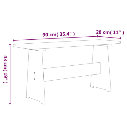 Dining Table with Bench REINE Honey Brown&Grey Solid Wood Pine