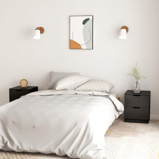 Bedside Cabinet | Set of 2 | Black | Engineered wood, MDF | 40x40x50 cm