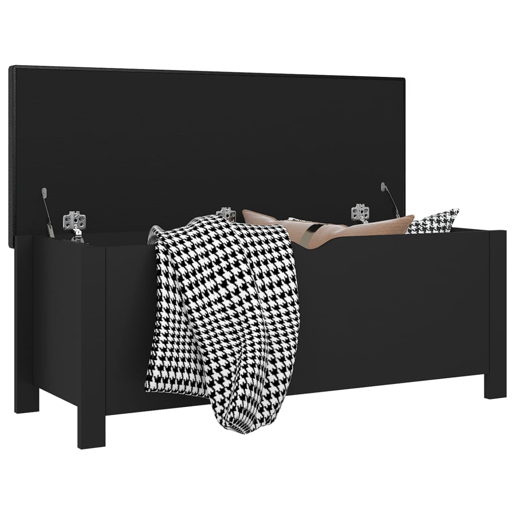 Storage Box with Cushion Black 41.3"x15.7"x17.7" Engineered Wood
