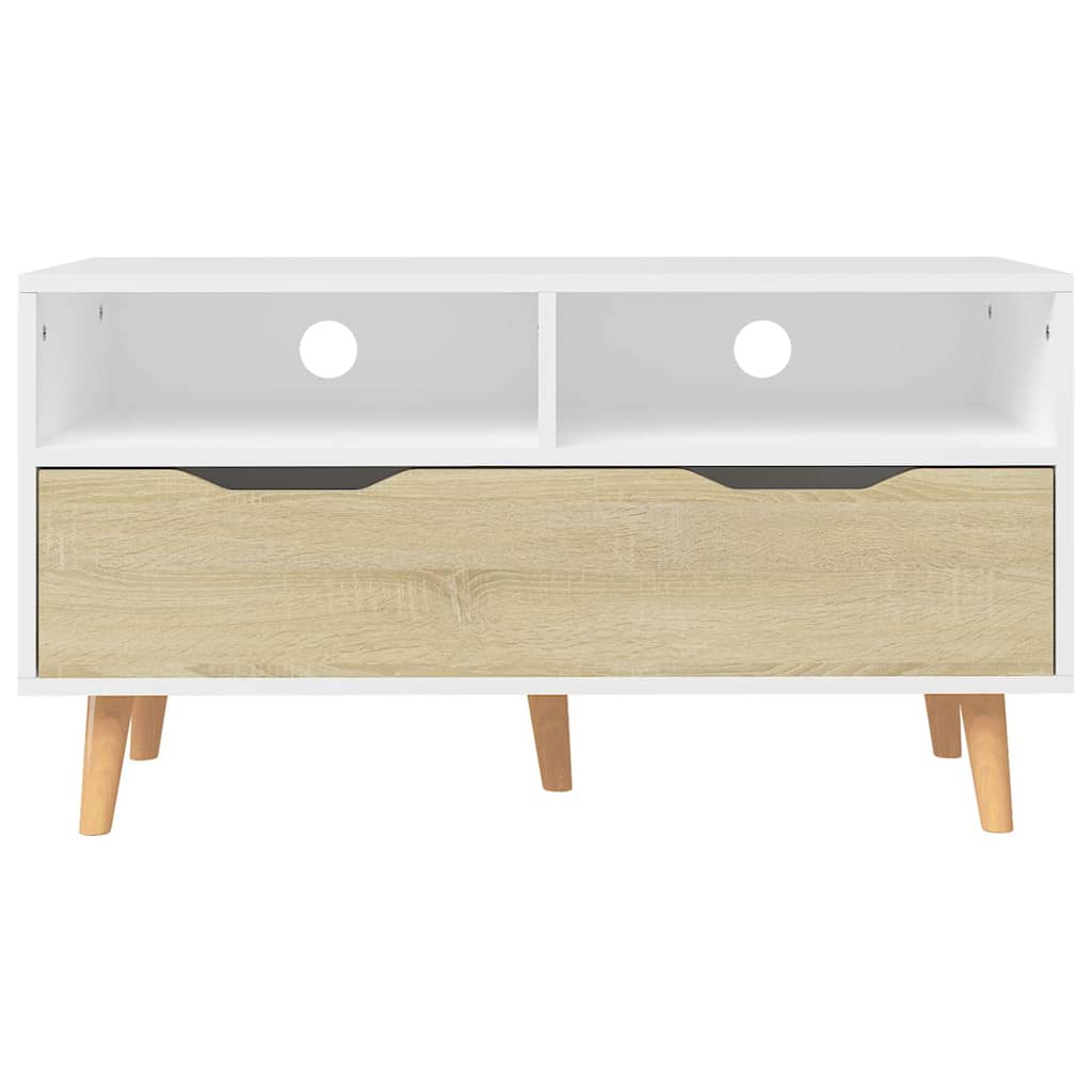 326782 vidaXL TV Cabinet White and Sonoma Oak 90x40x48,5 cm Engineered Wood