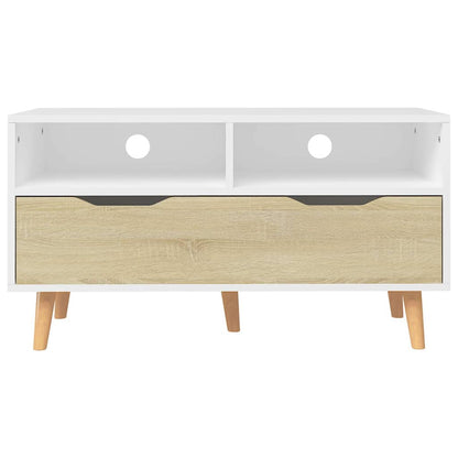 326782 vidaXL TV Cabinet White and Sonoma Oak 90x40x48,5 cm Engineered Wood
