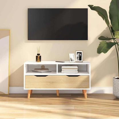 326782 vidaXL TV Cabinet White and Sonoma Oak 90x40x48,5 cm Engineered Wood