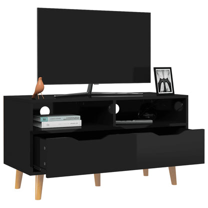 TV Stand High Gloss Black 35.4"x15.7"x19.1" Engineered Wood