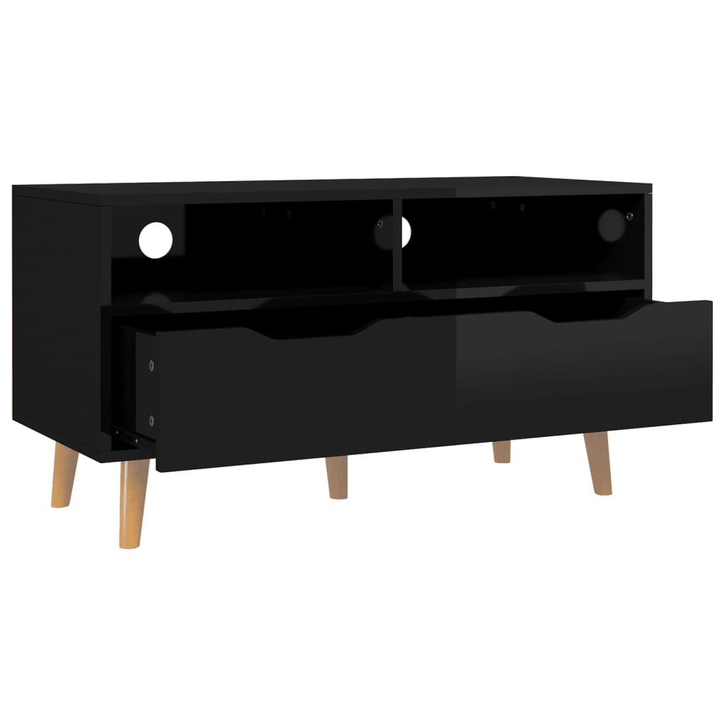 TV Stand High Gloss Black 35.4"x15.7"x19.1" Engineered Wood