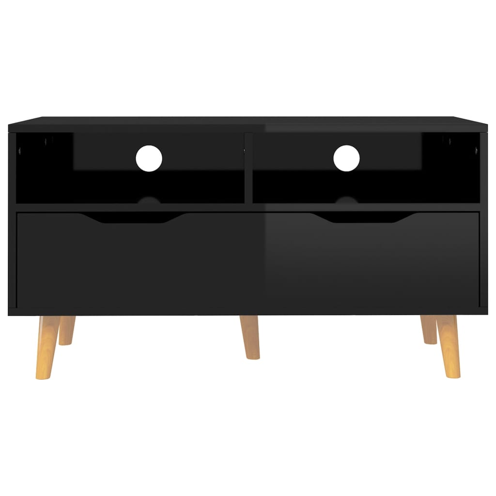 TV Stand High Gloss Black 35.4"x15.7"x19.1" Engineered Wood