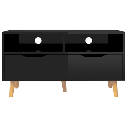 TV Stand High Gloss Black 35.4"x15.7"x19.1" Engineered Wood
