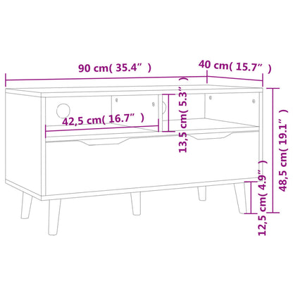 TV Cabinet Smoked Oak Engineered Wood 35.4 x 15.7 x 19.1 in