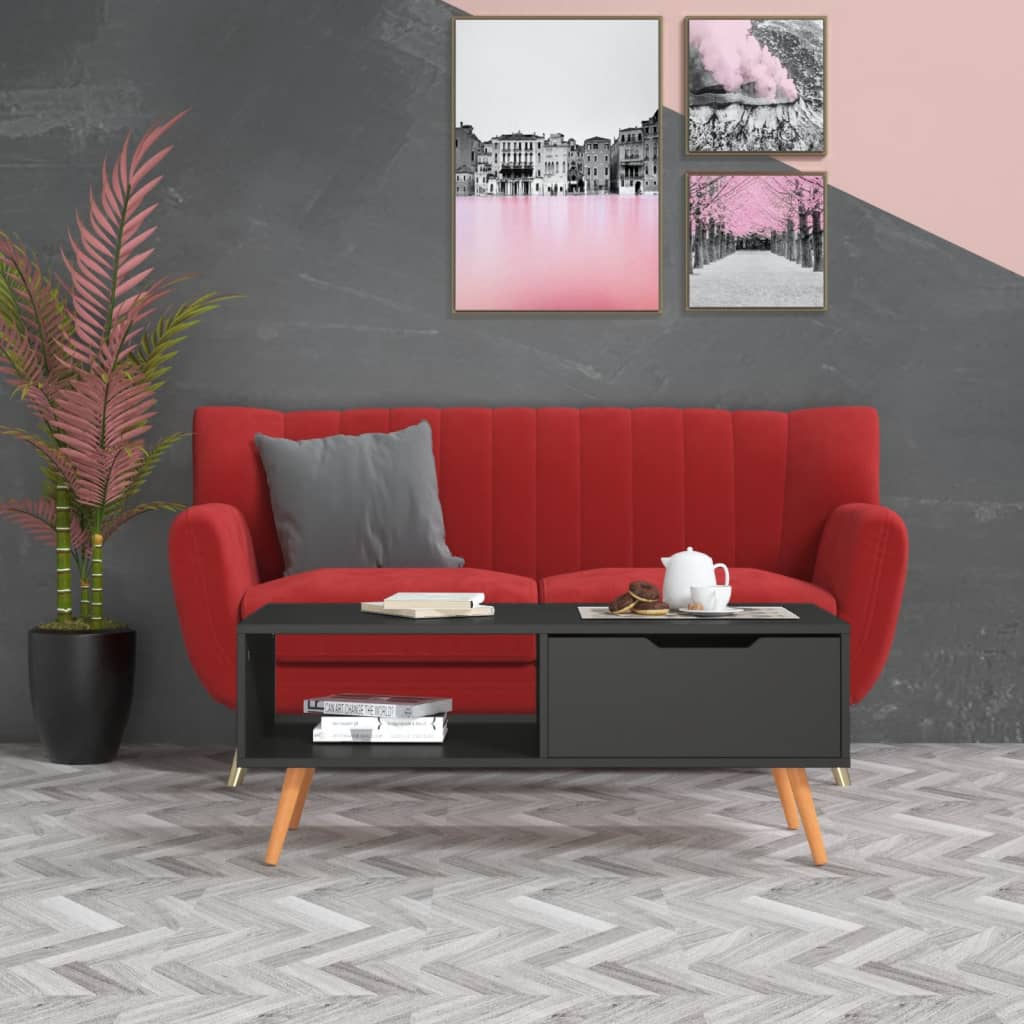 Coffee Table Grey Engineered wood, MDF 39.4 x 19.5 x 16.9 in