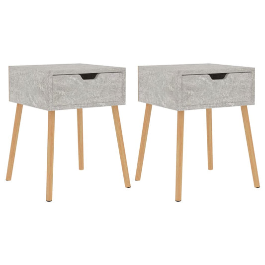 Bedside Cabinet | Set of 2 | Concrete grey | Engineered wood | Small