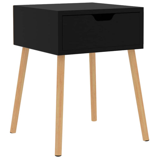 Bedside Cabinet | High gloss black | Engineered wood | 40 cm square