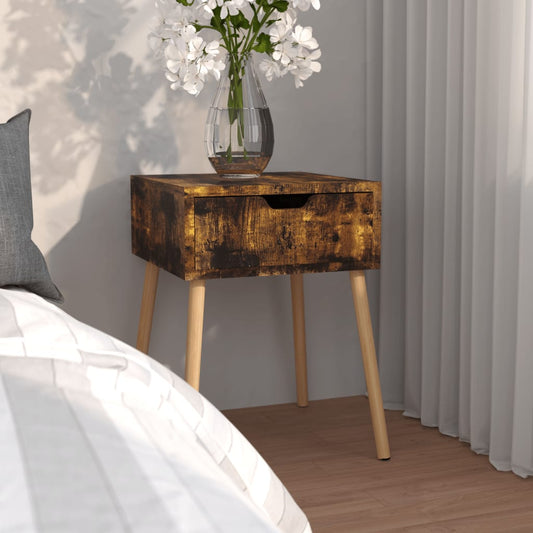 Bedside Cabinet | Smoked oak | Engineered Wood | 40x40x56 cm