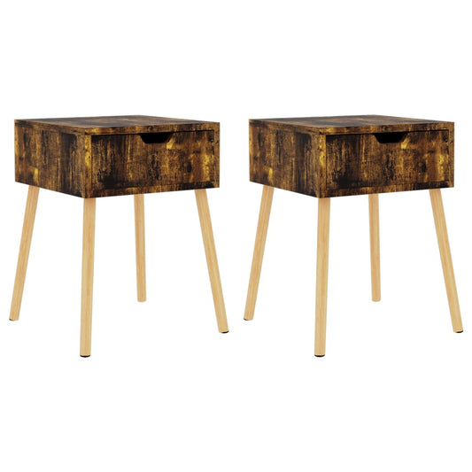 Bedside Cabinet | Set of 2 | Smoked oak | Engineered wood | Medium