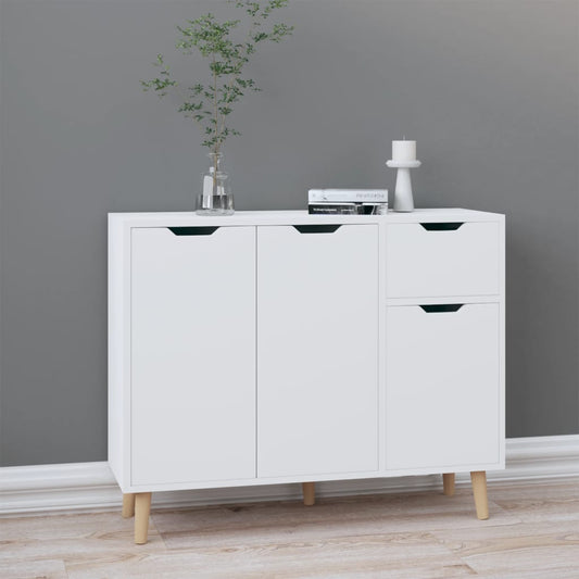 Sideboard | High gloss white | Engineered wood | 90x30x72 cm | Storage
