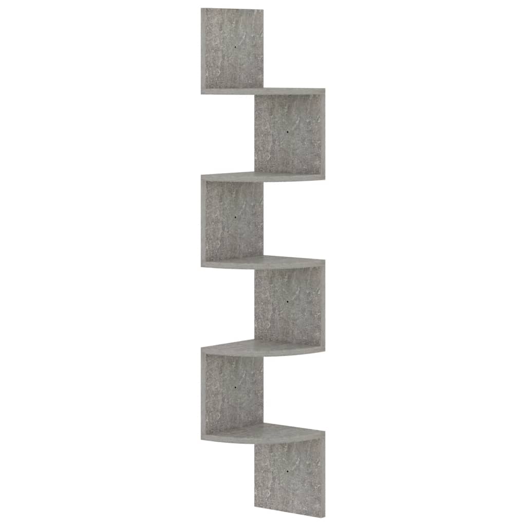 Wall Corner Shelf Concrete Grey Engineered Wood Medium