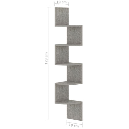 Wall Corner Shelf Concrete Grey Engineered Wood Medium