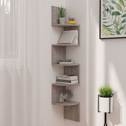 Wall Corner Shelf Concrete Grey Engineered Wood Medium