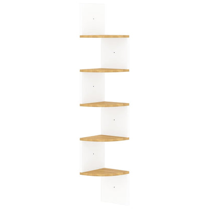 Wall Corner Shelf White and Sonoma Oak 19x19x123 cm Engineered Wood