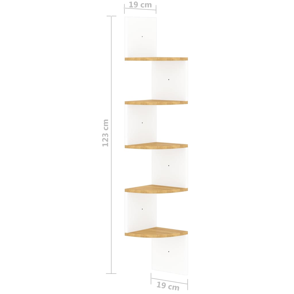 Wall Corner Shelf White and Sonoma Oak 19x19x123 cm Engineered Wood