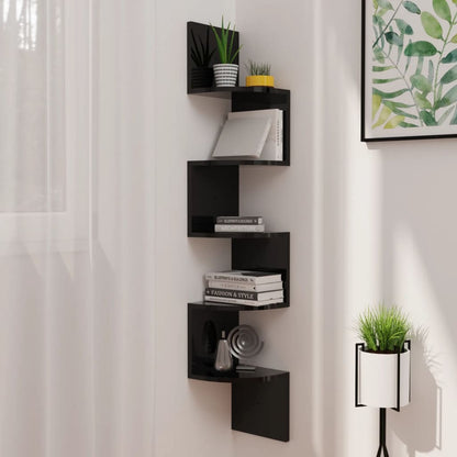 Wall Corner Shelf High gloss black Engineered Wood Compact Other