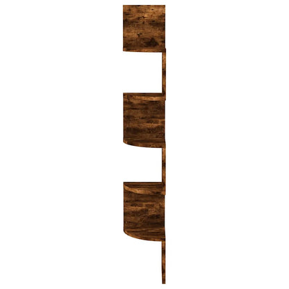Wall Corner Shelf Smoked Oak 19x19x123 cm Engineered Wood
