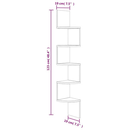 Wall Corner Shelf Smoked Oak 19x19x123 cm Engineered Wood