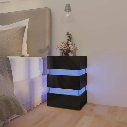 Bedside Cabinet | High gloss black | Engineered wood | Medium