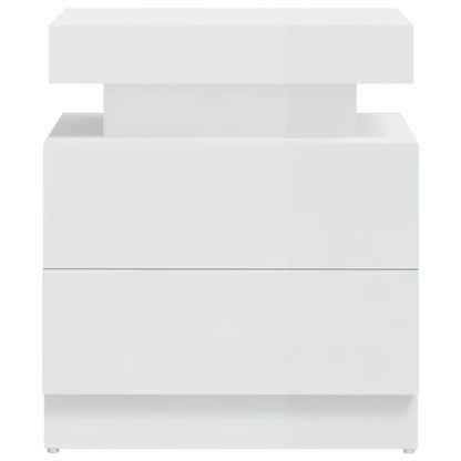 Bedside Cabinet High Gloss White 45x35x52 cm Engineered Wood