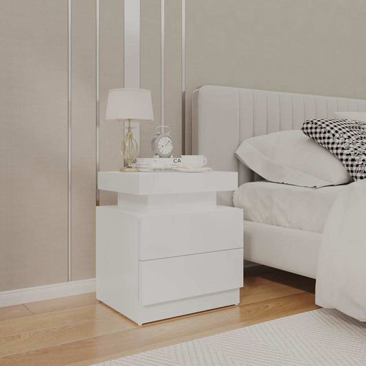 Bedside Cabinet | High gloss white | Engineered wood | Bedside Cabinet