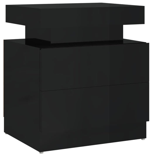 Bedside Cabinet | High gloss black | Engineered wood | Medium