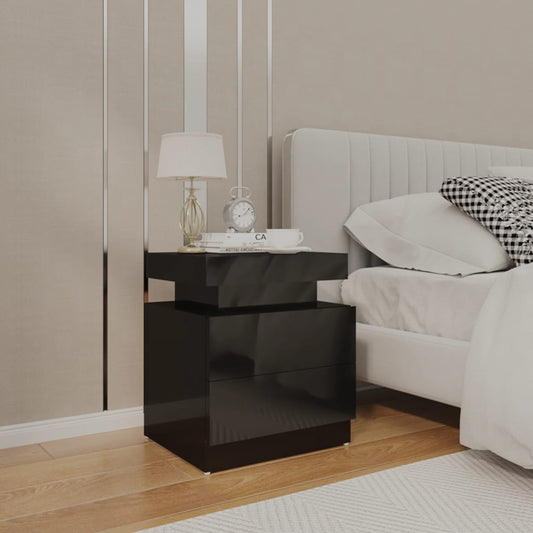 Bedside Cabinet | High gloss black | Engineered wood | Medium